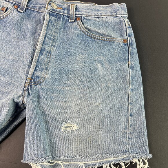 VTG 90s Levi's Jean Short Men 31* 501 Blue Distressed Cut Off Denim Jorts Tag 34 - Picture 5 of 16